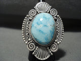 Huge And Thick Vintage Navajo Dry Creek Turquoise Native American Jewelry Silver Rope Ring-Nativo Arts