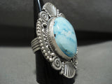 Huge And Thick Vintage Navajo Dry Creek Turquoise Native American Jewelry Silver Rope Ring-Nativo Arts