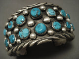 Huge And Wide Old Navajo Turquoise Native American Jewelry Silver Bracelet-Nativo Arts