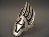 Huge Badger Paw Navajo Navajo Native American Jewelry Silver Ring-Nativo Arts