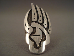 Huge Badger Paw Navajo Navajo Native American Jewelry Silver Ring-Nativo Arts