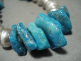 Huge Big Bead Hand Wrought Vintage Navajo Native American Jewelry Silver Turquoise Nugget Necklace Old-Nativo Arts