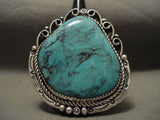 Huge Big Gigantic Vintage Navajo Spider Turquoise Native American Jewelry Silver Ring-Nativo Arts