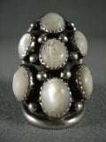Huge Big Vintage Navajo 'Domed Pearl' Native American Jewelry Silver Ring-Nativo Arts
