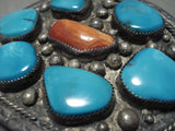Huge Chunky Into The Deep Blue Vintage Navajo Turquoise Native American Jewelry Silver Buckle Old-Nativo Arts