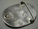 Huge Chunky Into The Deep Blue Vintage Navajo Turquoise Native American Jewelry Silver Buckle Old-Nativo Arts