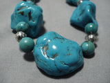 Huge Chunky Turquoise Vintage Navajo Native American Necklace Old-Nativo Arts