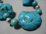 Huge Chunky Turquoise Vintage Navajo Native American Necklace Old-Nativo Arts