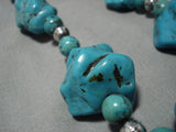 Huge Chunky Turquoise Vintage Navajo Native American Necklace Old-Nativo Arts