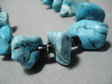 Huge Chunky Vintage Native American Navajo Turquoise Heishi Sterling Silver Necklace Old-Nativo Arts