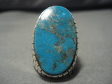 Huge Colossal Native American Navajo Men's Spiderweb Turquoise Sterling Silver Ring-Nativo Arts