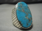 Huge Colossal Native American Navajo Men's Spiderweb Turquoise Sterling Silver Ring-Nativo Arts