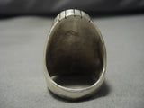 Huge Colossal Native American Navajo Men's Spiderweb Turquoise Sterling Silver Ring-Nativo Arts