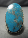 Huge Colossal Native American Navajo Men's Spiderweb Turquoise Sterling Silver Ring-Nativo Arts
