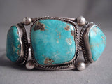 Huge Deep Ocean Blue Vintage Navajo Turquoise Native American Jewelry Silver Bracelet-Nativo Arts
