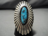 Huge Detailed!! Vintage Native American Navajo Persin Turquoise Sterling Silver Concho Ring Old-Nativo Arts