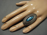 Huge Detailed!! Vintage Native American Navajo Persin Turquoise Sterling Silver Concho Ring Old-Nativo Arts