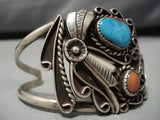 Huge Detailed Works Vintage Native American Navajo Morenci Turquoise Sterling Silver Bracelet-Nativo Arts