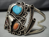 Huge Detailed Works Vintage Native American Navajo Morenci Turquoise Sterling Silver Bracelet-Nativo Arts