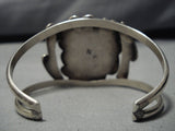Huge Detailed Works Vintage Native American Navajo Morenci Turquoise Sterling Silver Bracelet-Nativo Arts
