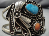 Huge Detailed Works Vintage Native American Navajo Morenci Turquoise Sterling Silver Bracelet-Nativo Arts