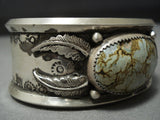Huge Domed Green Turquoise Vintage Native American Jewelry Navajo Sterling Silver Bracelet Old-Nativo Arts