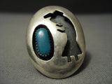 Huge Domed Yeibichai Turquoise Vintage Navajo Sterling Native American Jewelry Silver Ring-Nativo Arts