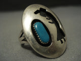 Huge Domed Yeibichai Turquoise Vintage Navajo Sterling Native American Jewelry Silver Ring-Nativo Arts