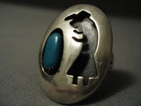 Huge Domed Yeibichai Turquoise Vintage Navajo Sterling Native American Jewelry Silver Ring-Nativo Arts