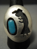 Huge Domed Yeibichai Turquoise Vintage Navajo Sterling Native American Jewelry Silver Ring-Nativo Arts