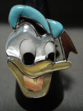Huge Don Dewa Duck Turquoise Native American Jewelry Silver Shell Ring-Nativo Arts