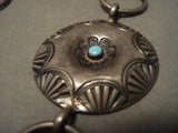 Huge Earlier 1900's Vintage Navajo Turquoise Native American Jewelry Silver Necklace-Nativo Arts