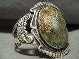 Huge Early 1900's Vintage Navajo Domed Royston Turquoise Native American Jewelry Silver Bracelet Old-Nativo Arts