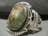 Huge Early 1900's Vintage Navajo Domed Royston Turquoise Native American Jewelry Silver Bracelet Old-Nativo Arts