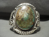 Huge Early 1900's Vintage Navajo Domed Royston Turquoise Native American Jewelry Silver Bracelet Old-Nativo Arts