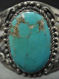 Huge Early 1900's Vintage Navajo 'Earth Blue Turquoise' Native American Jewelry Silver Bracelet-Nativo Arts
