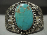 Huge Early 1900's Vintage Navajo 'Earth Blue Turquoise' Native American Jewelry Silver Bracelet-Nativo Arts