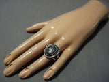 Huge Early Cerrillos Turquoise Vintage Native American Jewelry Navajo Sterling Silver Ring Old-Nativo Arts