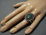 Huge Early Cerrillos Turquoise Vintage Native American Jewelry Navajo Sterling Silver Ring Old-Nativo Arts