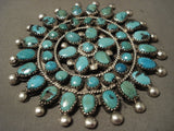 Huge Early Vintage Zuni/ Navajo Turquoise Star Native American Jewelry Silver Pin-Nativo Arts