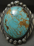 Huge 'Globe Turquoise' Royston Vintage Navajo Native American Jewelry Silver Bracelet Old-Nativo Arts