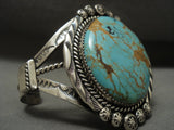 Huge 'Globe Turquoise' Royston Vintage Navajo Native American Jewelry Silver Bracelet Old-Nativo Arts