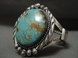 Huge 'Globe Turquoise' Royston Vintage Navajo Native American Jewelry Silver Bracelet Old-Nativo Arts