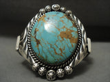 Huge 'Globe Turquoise' Royston Vintage Navajo Native American Jewelry Silver Bracelet Old-Nativo Arts
