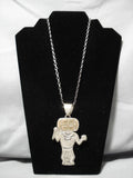 Huge!! Gold Dancing Mudhead Sterling Silver Native American Navajo 14k Gold Necklace-Nativo Arts
