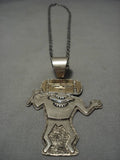 Huge!! Gold Dancing Mudhead Sterling Silver Native American Navajo 14k Gold Necklace-Nativo Arts