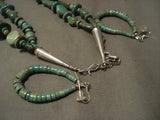 Huge Green Kachina Royston Turquoise Necklaces Earrings Set-Nativo Arts