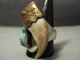Huge Green Old Kingman Turquoise Vintage Navajo Sterling Native American Jewelry Silver Ring-Nativo Arts