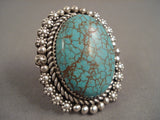 Huge Green Spiderweb Turquoise Sterling Native American Jewelry Silver Tso Family Ring-Nativo Arts