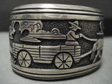 Huge Guaranteed Authentic Vintage Navajo Thomas Singer Wagon Native American Jewelry Silver Bracelet-Nativo Arts